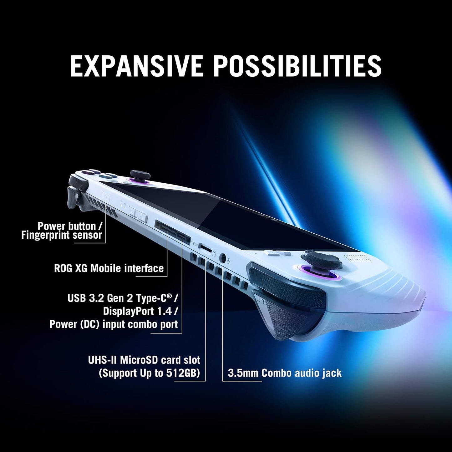 ASUS ROG Ally Handheld Gaming Console (17.78cm (7)/120Hz/AMD Ryzen Z1 Extreme Processor/16GB/512GB SSD/Windows 11 Home/White) RC71L-NH001W