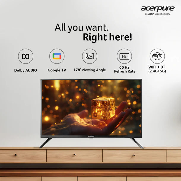 Acerpure 80 cm (32 inch) Aspire HD Ready LED Smart Google TV (Black)