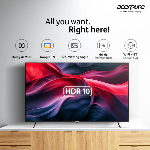 Acerpure 165 cm (65 inch) Swift series UHD 4K Ready LED Smart Google TV (Black)