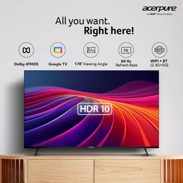 Acerpure 140 cm (55 inch) Swift Series UHD 4K Ready LED Smart Google TV (Black)