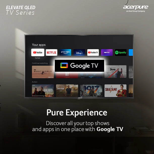 Acerpure by Acer (2024 Series) 139 cm ELEVATE TV(55 inch) Ultra HD (4K) QLED Smart Google TV with Google OS | Dolby Audio