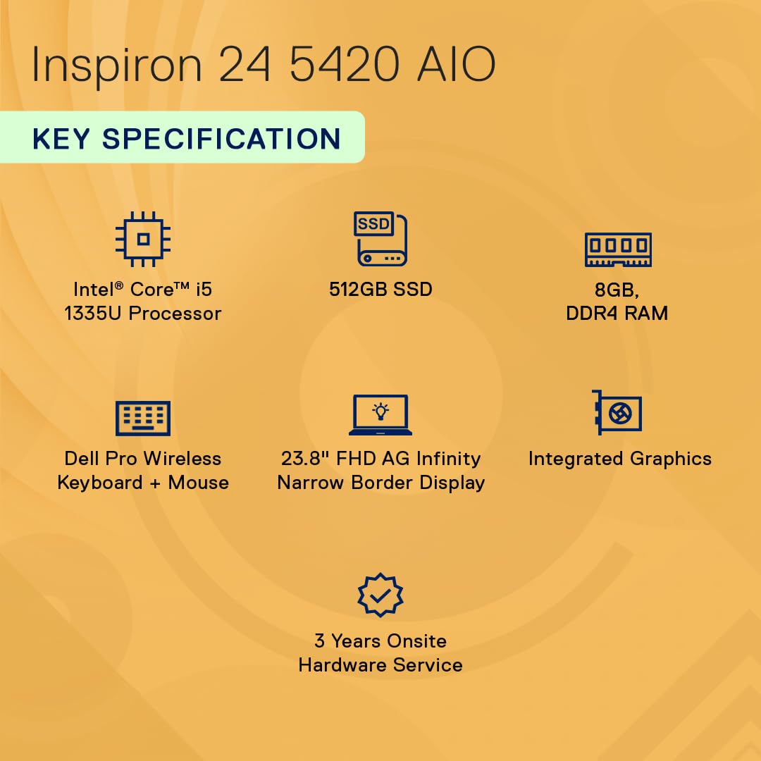 DELL AIO 5430 OIA5430103403RINW1 – Intel Core 3, 8GB RAM, 512GB SSD, FHD Display