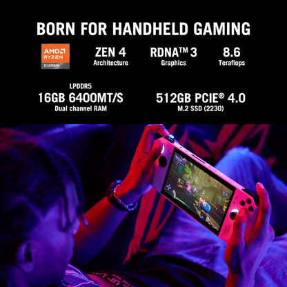 ASUS ROG Ally Handheld Gaming Console (17.78cm (7)/120Hz/AMD Ryzen Z1 Extreme Processor/16GB/512GB SSD/Windows 11 Home/White) RC71L-NH001W